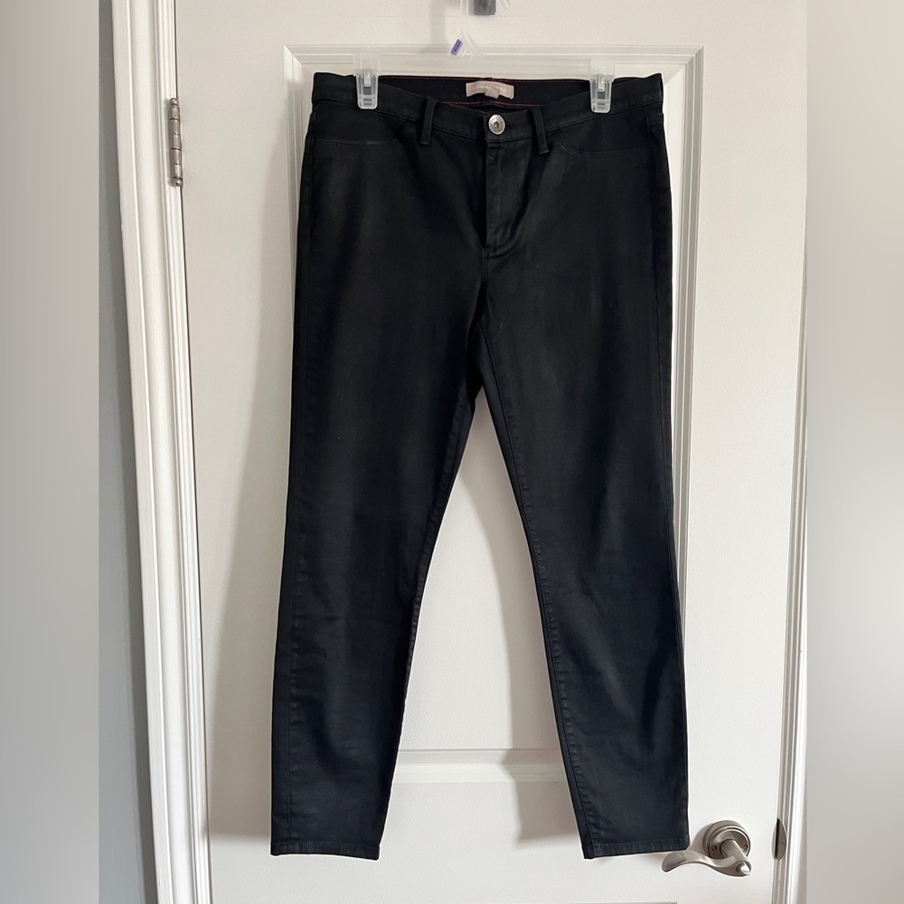 Banana Republic waxed jeans black ankle length sz 30